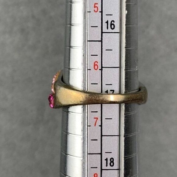 Vintage Gold Plated Sterling Silver & Crystal Cocktail Ring-Pink Stones/Silver - Picture 6 of 11